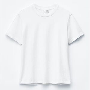 & Other Stories White Cotton Crew Neck Short Sleeved T-Shirt Top
